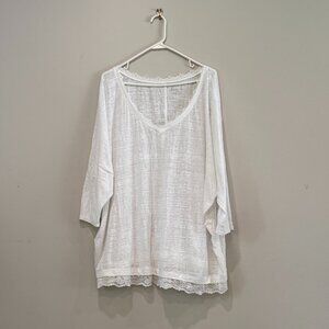 Size 26/28 Lane Bryant Bright White T-Shirt with Lace